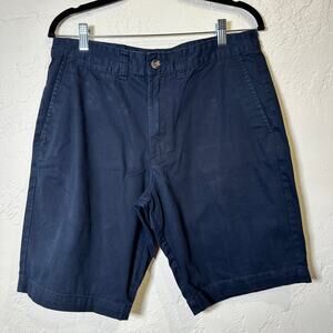 Merona Size 32 Navy Chino Shorts Flat Front Dress Golf Preppy 10" Inseam